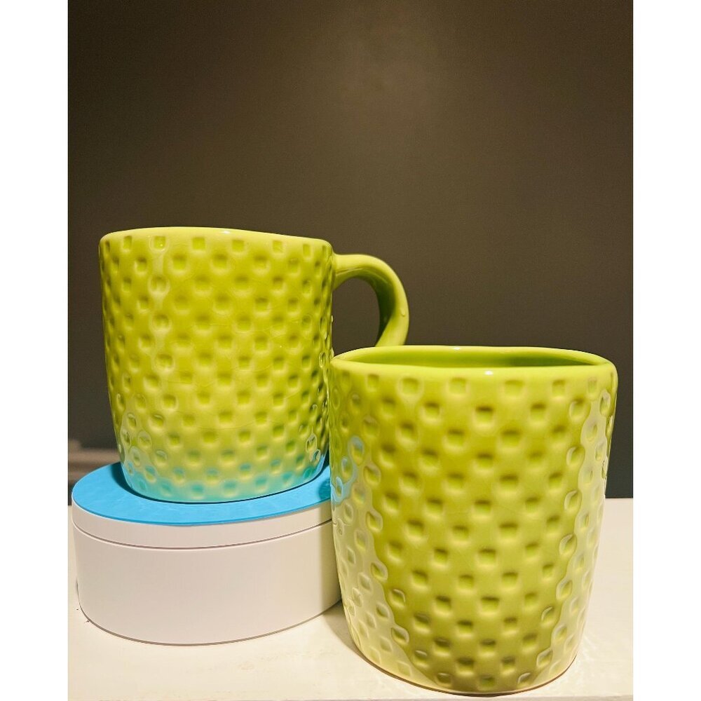 Vintage Crate & Barrel Green Honeycomb Mugs–Set of 2 by B. Eiglen | 70s Retro